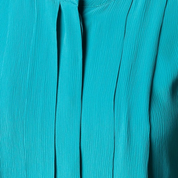 Escada laguna blue, ruffled sleeve pleated dress - Picture 5 of 6